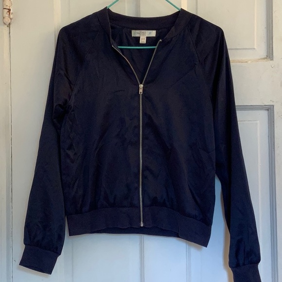 Love, Fire girls navy satin bomber style jacket in size medium - Picture 9 of 9